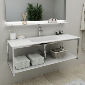 Консоль з раковиною Marsan Quadro 130х50 см нержавіюча сталь/скло білий Quadro2-130х50white