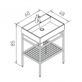 Консоль з раковиною Volle Leon 60 см метал матовий чорний 1911.006004