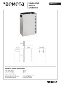 Контейнер для мусора Bemeta Hotel 21 л нержавеющая сталь матовая 101015305