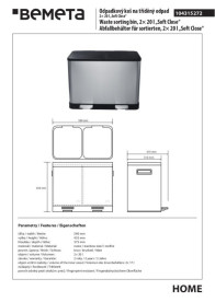 Контейнер для сортировки мусора Bemeta Hotel 2×20 л нержавеющая сталь матовая 104315272