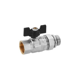 Кран-американка кульовий прямий Kroner KN-06/16 ¾'' ВН PN40 метелик латунь нікельована CV033221