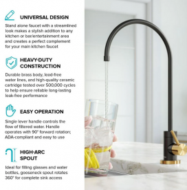 Кран для фільтрованої води Kraus Purita одноважільний матова латунь/матовий чорний FF-100BBMB