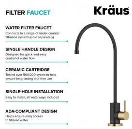 Кран для фільтрованої води Kraus Purita одноважільний матова латунь/матовий чорний FF-100BBMB