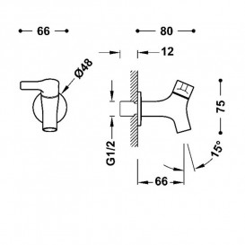 Кран для холодной воды Tres Base однорычажный настенный хром 21552001