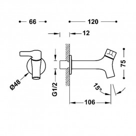Кран для холодной воды Tres Base однорычажный настенный хром 21552002