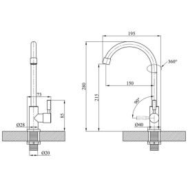 Кран для кухни на одну воду Kroner KRP Edelstahl Klassisch-ESG098 однорычажный никель CV022970