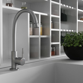 Кран для кухни на одну воду Kroner KRP Edelstahl Klassisch-ESG098 однорычажный никель CV022970