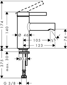 Кран для раковины Hansgrohe Zesis S только для холодной воды однорычажный черный матовый 74713670