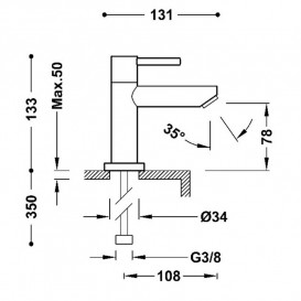 Кран для раковини Tres Base одноважільний на одну воду 06250301