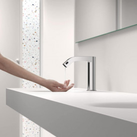 Кран для раковини Tres Electronic електронний на одну воду з автоматичним дозатором мила хром 39210304