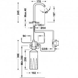 Кран для раковины Tres Electronic электронный на одну воду с автоматическим дозатором мыла хром 39210320