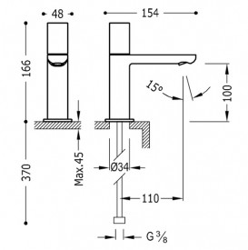 Кран для раковины Tres Loft-Tres на одну воду хром 20050301