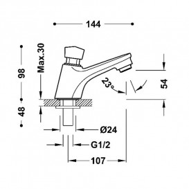 Кран для раковины Tres Public Spaces с таймером на одну воду хром 21210301