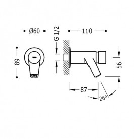 Кран для раковини Tres Tempotres настінний з таймером хром 01210002