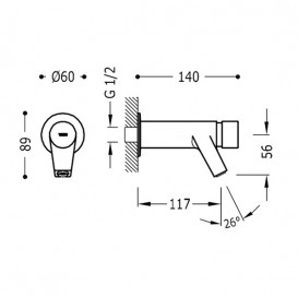 Кран для раковины Tres Tempotres настенный с таймером хром 01210003