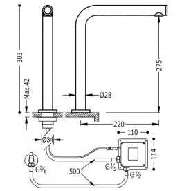 Кран для раковини Tres Trestronic електронний однострйний хром 161445