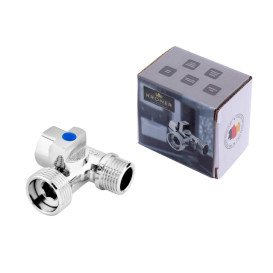 Кран приборный Kroner KRP Eckventil C103 3-х ходовой ½''х¾''х½'' ННВ латунь хром CV027378