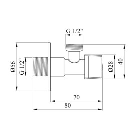 Кран приборный Kroner KRP Eckventil C201 угловой ½''х½'' НН латунь хром CV027379
