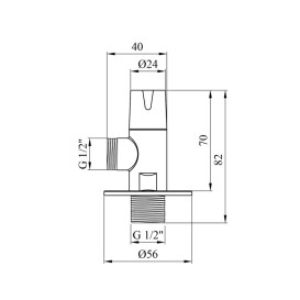 Кран приборный Kroner KRP Eckventil C301 угловой ½''х½'' НН латунь хром CV027381