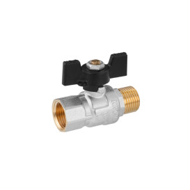 Кран шаровый Kroner KN-06/6 ½'' ВН PN40 бабочка латунь никелированная CV033207