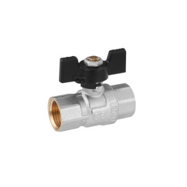 Кран кульовий Kroner KN-06/7 ½'' ВВ PN40 метелик латунь нікельована CV033206