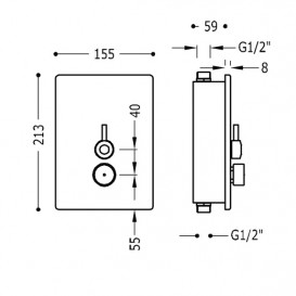 Кран-змішувач для душа Tres Tempotres з двома підводами води хром 01217901