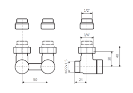 Кран Теrma комбінований запірний кутовий латунь сатин TGEOST001