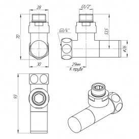 Кран кутовий для сушки для рушників Laris Luxon ZZ-4701 1/2 