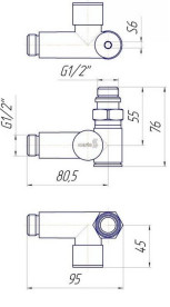 Кран кутовий під ТЕН для сушки для рушників Mario 1/2 золото сатин 4820258988754
