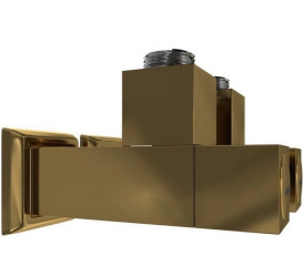 Кран угловой профильный для полотенцесушителей Mario 1/2 золото сатин 4820258988761