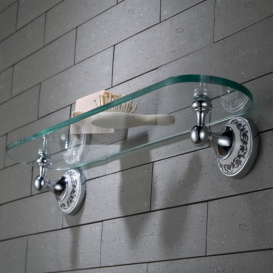 Поличка для ванної Kraus Apollo скляна з бортиком хром KEA-16545CH