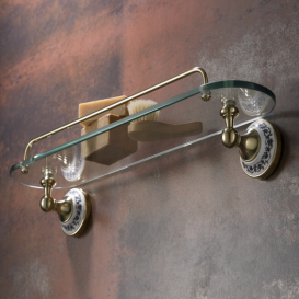 Поличка для ванної Kraus Apollo скляна з бортиком золото KEA-16545G