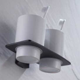 Cтакан для зубных щеток двойной Kraus Fortis с настенным держателем темный шоколад KEA-13316-ORB 