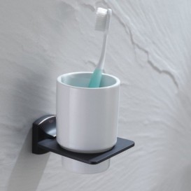 Стакан для зубных щеток Kraus Fortis с настенным держателем керамика/латунь темный шоколад KEA-13304ORB