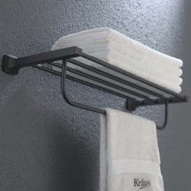 Поличка для ванної Kraus Fortis з тримачем для рушників латунь темний шоколад KEA-13342-ORB