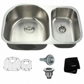 Мийка для кухні асиметрична Kraus Premier під стільницю нержавіюча сталь хром KBU21