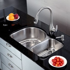 Мийка для кухні асиметрична Kraus Premier під стільницю нержавіюча сталь хром KBU21