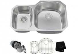 Мойка для кухни асимметричная Kraus Premier под столешницу нержавеющая сталь хром KBU25