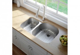 Мойка для кухни асимметричная Kraus Premier под столешницу нержавеющая сталь хром KBU25