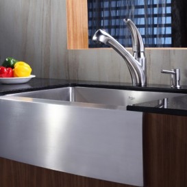 Мойка для кухни прямоугольная Kraus Precision под столешницу с передним  фартуком нержавеющая сталь хром KHF200-30