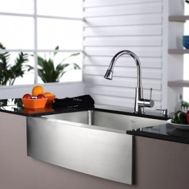 Мойка для кухни прямоугольная Kraus Precision под столешницу с передним  фартуком нержавеющая сталь хром KHF200-30