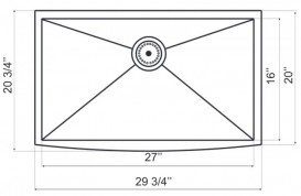 Мойка для кухни прямоугольная Kraus Precision под столешницу с передним  фартуком нержавеющая сталь хром KHF200-30
