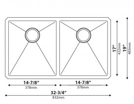 Мийка для кухні прямокутна Kraus Precision під стільницю нержавіюча сталь хром KHU102-33