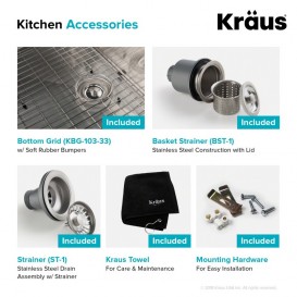 Мойка для кухни прямоугольная Kraus Precision под столешницу нержавеющая сталь  хром KHU103-33