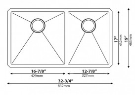 Мойка для кухни прямоугольная Kraus Precision под столешницу нержавеющая сталь  хром KHU103-33