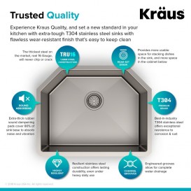 Мойка для кухни асимметричная Kraus Precision под столешницу нержавеющая сталь хром KHU122-23