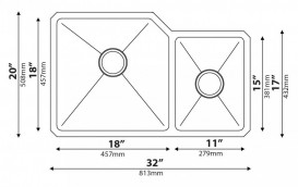 Мийка для кухні асиметрична Kraus Precision під стільницю нержавіюча сталь хром KHU123-32