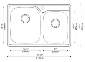 Мойка для кухни прямоугольная Kraus Premier Topmount  врезная  нержавеющая сталь хром KTM32