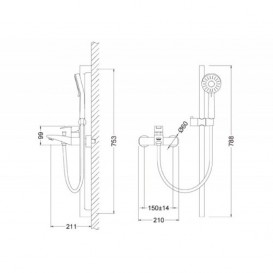 Душевая система с однорычажным смесителем Kraus Illusio латунь хром  KEF-14709CH