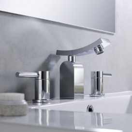 Смеситель для раковины Kraus Unicus двухрычажный латунь хром KEF-14303CH 